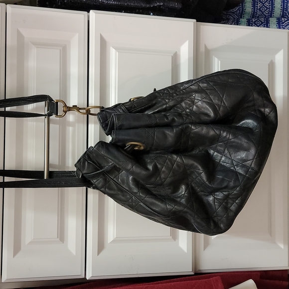 CHRISTIAN DIOR Black Quilted Leather Cannage Drawstring Tote Bag - Picture 3 of 3
